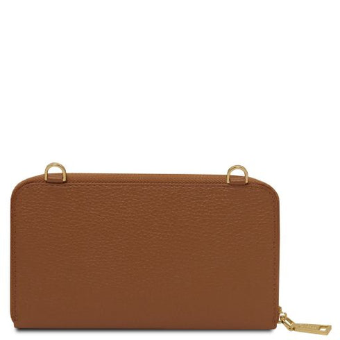 Urania - Leather wallet/phone holder with strap